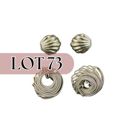 -73- NAPIER | Silver Tone Clip Earrings | Marked
