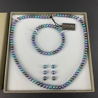 -76- HONORA COLLECTION | New With Packaging Peal Necklace, Earrings, & Bracelet