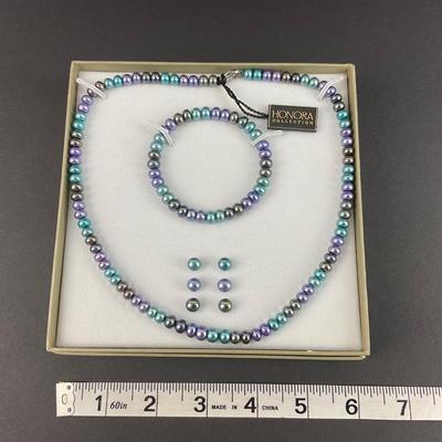 -76- HONORA COLLECTION | New With Packaging Peal Necklace, Earrings, & Bracelet