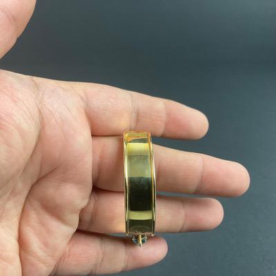 -79- JEWELRY | Blue Glass Stone & Gold Tone Bangle