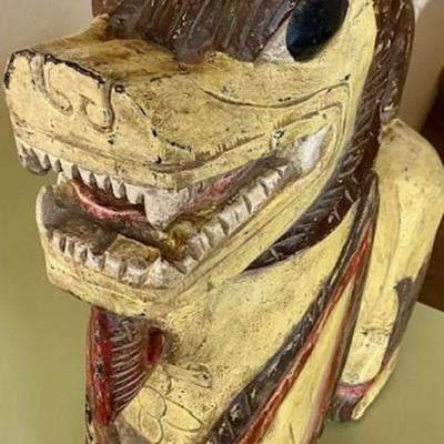 Vintage Asian Hand Carved Dog