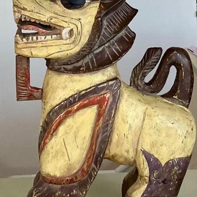 Vintage Asian Hand Carved Dog