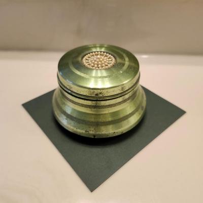 Green Metallic PowderPuff Powder Box