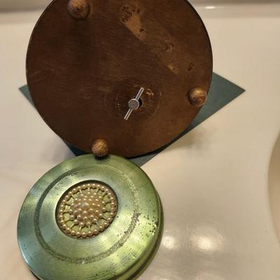Green Metallic PowderPuff Powder Box