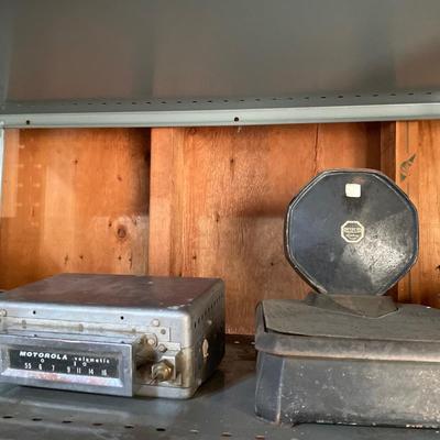 Detecto scale and Motorola car radio