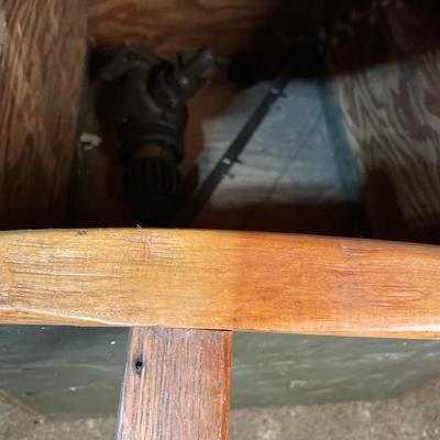 Vintage saw, funnel and thermostat