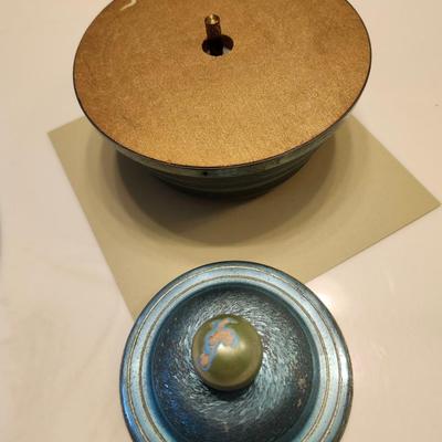 Soft Teal color Powder Puff Music Box