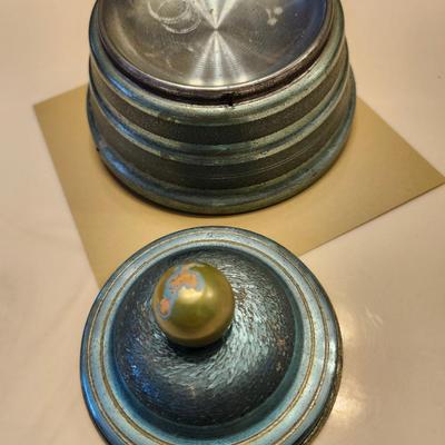 Soft Teal color Powder Puff Music Box