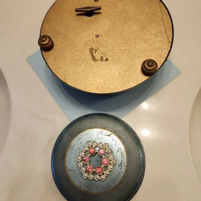 Metallic Blue Powder Puff Music Box