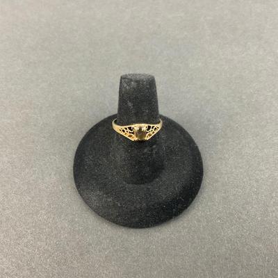 -82- GOLD | 10K PFO Ring With Brown Stone | Marked