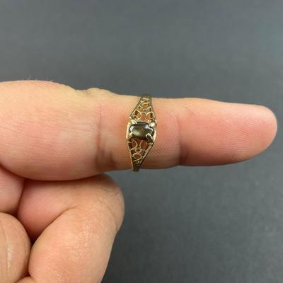 -82- GOLD | 10K PFO Ring With Brown Stone | Marked