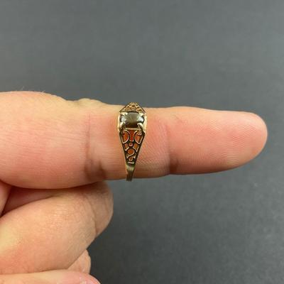 -82- GOLD | 10K PFO Ring With Brown Stone | Marked
