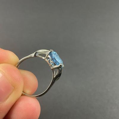 -83- GOLD | 14K AK White Gold & Blue Stone Ring