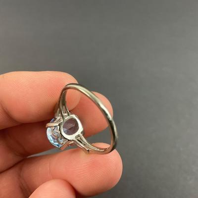 -83- GOLD | 14K AK White Gold & Blue Stone Ring