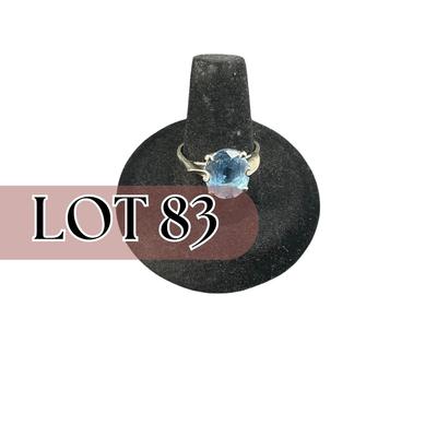 -83- GOLD | 14K AK White Gold & Blue Stone Ring