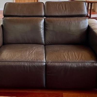 Natuzzi Italia Brown Leather Loveseat