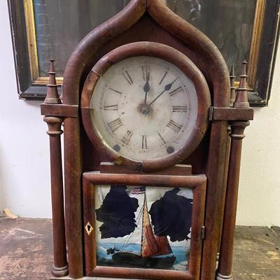 Brewster Ingraham,? Onion top 4 column Clock