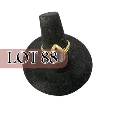 -88- GOLD | 14K Yellow Gold Tear Drop Blue Stone & Diamonds Ring | Marked