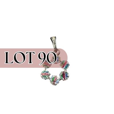 -90- SILVER | Sterling Art Deco Iris Glass Rainbow Pastel Pendant | Marked