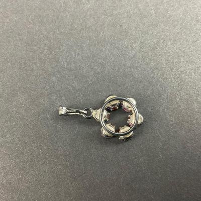 -90- SILVER | Sterling Art Deco Iris Glass Rainbow Pastel Pendant | Marked