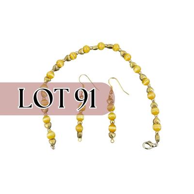 -91- JEWELRY | Gold Tone Beaded Earrings & Bracelet