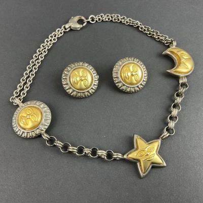 -92- COSTUME | Sun, Moon, & Stars Necklace & Clip Earrings