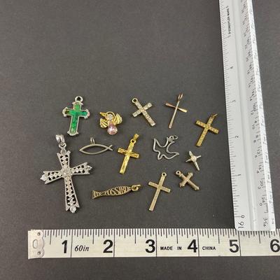 -100- COSTUME JEWELRY | Assortment Of Religious Pendants & Charms