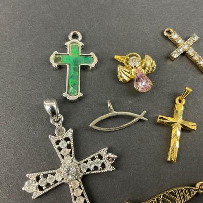 -100- COSTUME JEWELRY | Assortment Of Religious Pendants & Charms