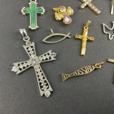 -100- COSTUME JEWELRY | Assortment Of Religious Pendants & Charms