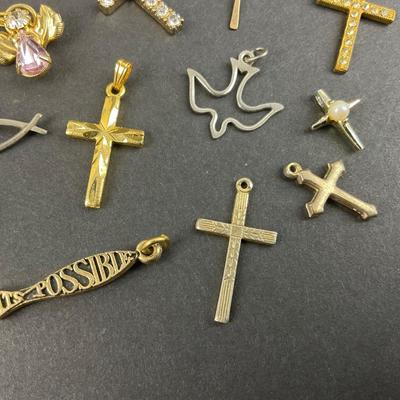 -100- COSTUME JEWELRY | Assortment Of Religious Pendants & Charms