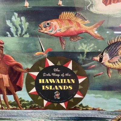 Map Of Hawaiian Islands Dole Pineapple 1950 Framed Print