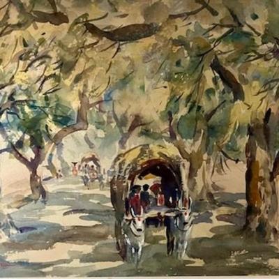 Original Framed Watercolor By Indian Artist Christopher Samuel Jeevanesan