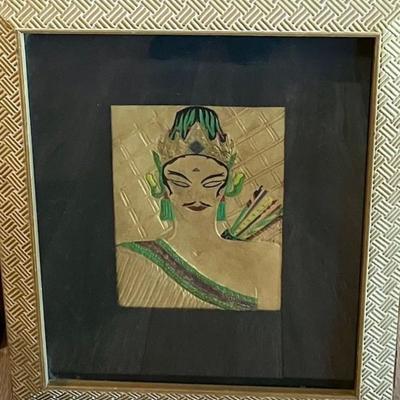 Framed Brass Painting