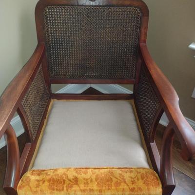 Antique Wooden Arm Chair with Cane Back and Sides