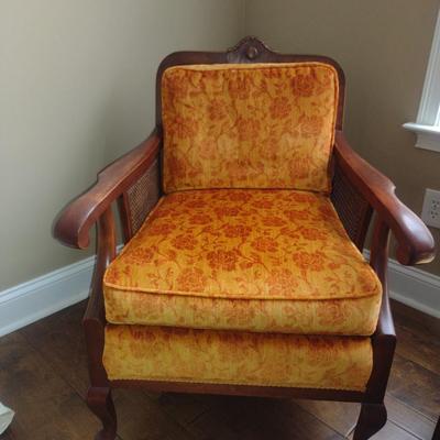 Antique Wooden Arm Chair with Cane Back and Sides