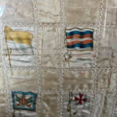 Vintage Framed Quilt Of World Flags