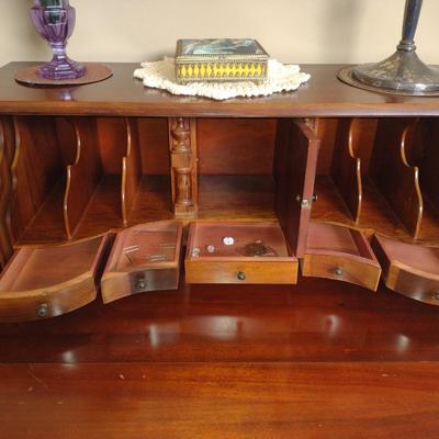 Solid Wood Secretary Cabinet with Key (No Contents Included)