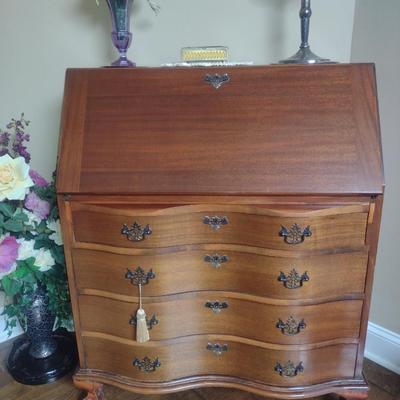 Solid Wood Secretary Cabinet with Key (No Contents Included)
