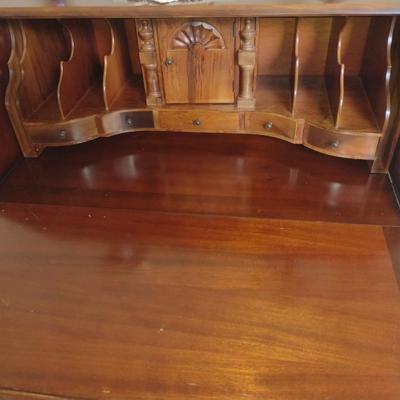 Solid Wood Secretary Cabinet with Key (No Contents Included)