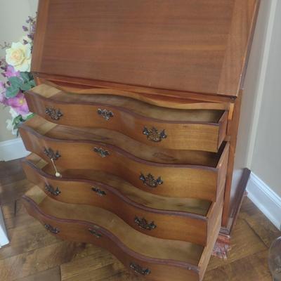 Solid Wood Secretary Cabinet with Key (No Contents Included)