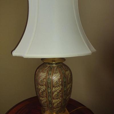 Painted Ceramic Table Top Lamp with Shade- Approx 26 1/4" Tall