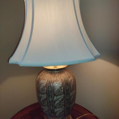 Painted Ceramic Table Top Lamp with Shade- Approx 26 1/4" Tall