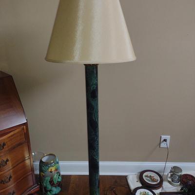 Marble Design Painted Metal Post Floor Lamp with Shade- Approx 61" Tall