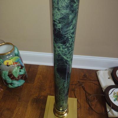 Marble Design Painted Metal Post Floor Lamp with Shade- Approx 61" Tall