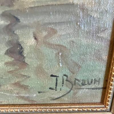 John Ernest Breun Original Vintage Oil Painting Of Ship