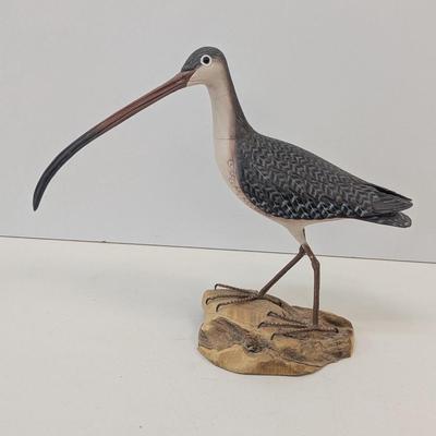 Long-Billed Dowitcher Carved Painted Bird