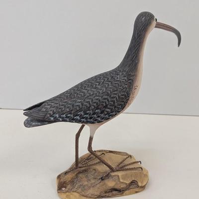 Long-Billed Dowitcher Carved Painted Bird