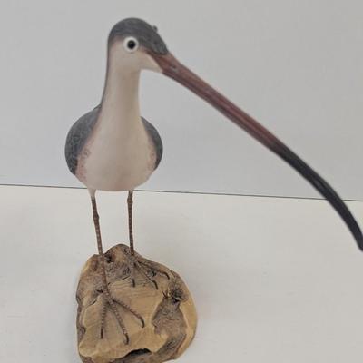 Long-Billed Dowitcher Carved Painted Bird