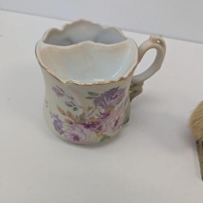 Old Spice After Shave Bottle Brass Brush Holder Stand Shaving Mug Hand Painted Nippon