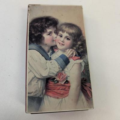 Vintage Hoffman Swiss Made Hinged Tin Trinket Box